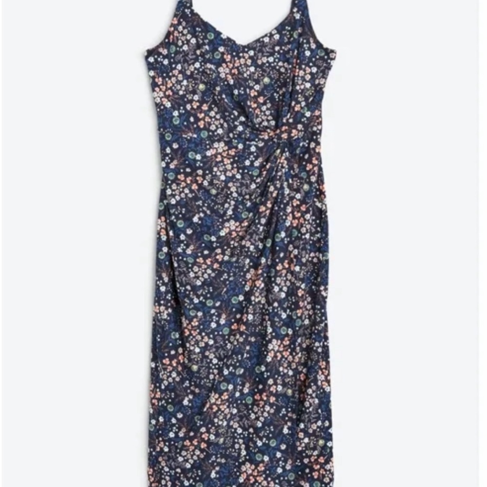 Nine Britton Vivienne Knit Fitted Midi Dress Navy Floral Sz XL